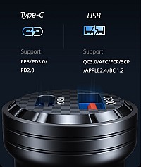 USAMS φορτιστής αυτοκινήτου US-CC175, USB & USB-C, 45W, QC & PD, μαύρος CC175CC01