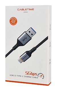 CABLETIME καλώδιο USB-C σε USB CT-AMCMG1, 15W, 5Gbps, 1m, μαύρο CT-AMCMG1-AG1