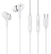 CELEBRAT earphones με μικρόφωνο D13, USB-C σύνδεση, Φ10mm, 1.2m, λευκά D13-WH