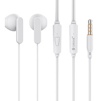 CELEBRAT earphones με μικρόφωνο G23, 3.5mm σύνδεση, Φ14mm, 1.2m, λευκά G23-WH