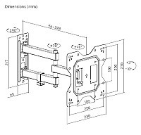 POWERTECH επιτοίχια βάση PT-1129 για τηλεόραση 23-43, full motion, 30kg PT-1129