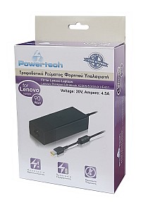 POWERTECH τροφοδοτικό laptop PT-118 για LENOVO, 90 watt, 20V - 4.5A PT-118