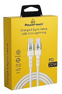 POWERTECH καλώδιο USB-C σε Lightning PTR-0127, PD 20W, copper, 1m, λευκό PTR-0127