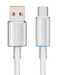 USAMS καλώδιο USB-C σε USB US-SJ658, 66W, 480Mbps, 1.2m, λευκό SJ658USB02