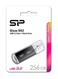 SILICON POWER USB Flash Drive Blaze B02, 256GB, USB 3.2, μαύρο SP256GBUF3B02V1K