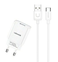 USAMS φορτιστής τοίχου T21OCTC01 με καλώδιο USB-C, USB 2.1A, λευκός T21OCTC01