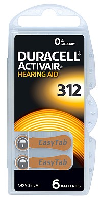 DURACELL μπαταρίες ακουστικών βαρηκοΐας Activair 312, 1.45V, 6τμχ D312