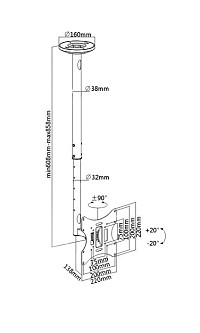 BRATECK βάση οροφής LCD-504A για τηλεόραση 23-42, έως 30kg LCD-504A