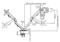 BRATECK βάση γραφείου LDT45-C024 για 2 οθόνες 17-27, έως 7kg ανά οθόνη LDT45-C024