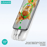 USAMS power bank US-CD194 με καλώδια, 5x έξοδοι, 10000mAh, 10W, μαύρο 10KCD19401