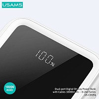 USAMS power bank US-CD194 με καλώδια, 5x έξοδοι, 10000mAh, 10W, μαύρο 10KCD19401