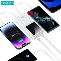 USAMS power bank US-CD212 με καλώδια, 4x έξοδοι, 20000mAh, 20W, μωβ 20KCD21203