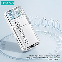 USAMS power bank US-CD212 με καλώδια, 4x έξοδοι, 20000mAh, 20W, μωβ 20KCD21203