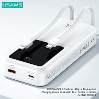 USAMS power bank US-CD212 με καλώδια, 4x έξοδοι, 20000mAh, 20W, μωβ 20KCD21203