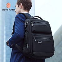 ARCTIC HUNTER τσάντα πλάτης B00682 με θήκη laptop 15.6, USB, λουκέτο TSA, 23.5L, μαύρη B00682-BK