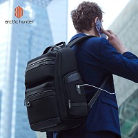 ARCTIC HUNTER τσάντα πλάτης B00682 με θήκη laptop 15.6, USB, λουκέτο TSA, 23.5L, μαύρη B00682-BK