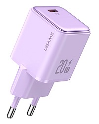 USAMS φορτιστής τοίχου US-CC183, USB-C θύρα εξόδου, 20W PD, μωβ CC183TC03