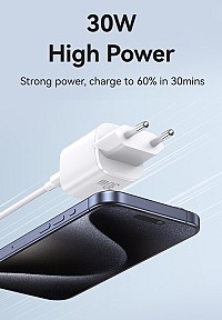 USAMS φορτιστής τοίχου US-CC251, USB-C, 30W, GaN, μαύρος CC251TC01