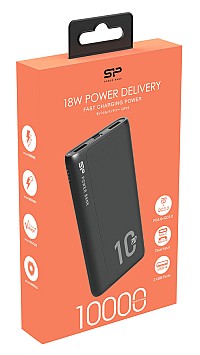 SILICON POWER power bank QP15, 10000mAh, 2x USB & USB Type-C, 3A, μαύρο SP10KMAPBKQP150K