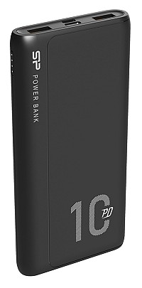 SILICON POWER power bank QP15, 10000mAh, 2x USB & USB Type-C, 3A, μαύρο SP10KMAPBKQP150K