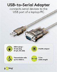 GOOBAY καλώδιο USB σε RS-232 68875, 1 Mbit/s, 1.5m, διάφανο 68875