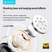 CELEBRAT earphones με μικρόφωνο G35, 3.5mm σύνδεση, 10mm, 1.2m, λευκά G35-WH