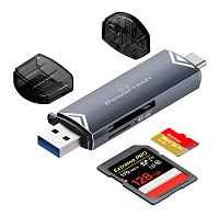 POWERTECH card reader PT-1343 για SD & micro SD, USB 3.2, 5Gbps, γκρι PT-1343