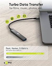 GOOBAY USB hub 74457, 4x θυρών, USB 3.2, 5Gbps, USB-C σύνδεση, γκρι 74457