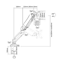 BRATECK βάση γραφείου Gas Spring για οθόνες 17 - 32, 2-10kg LDT13-C012