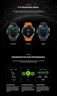 ZEBLAZE smartwatch Stratos 2 Plus, heart rate, 1.43 AMOLED, GPS, μαύρο STRATOS2PLUS-BK