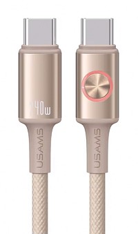 USAMS καλώδιο USB-C SJ751, 240W, 480Mbps, 1.2m, μπεζ SJ751USB02