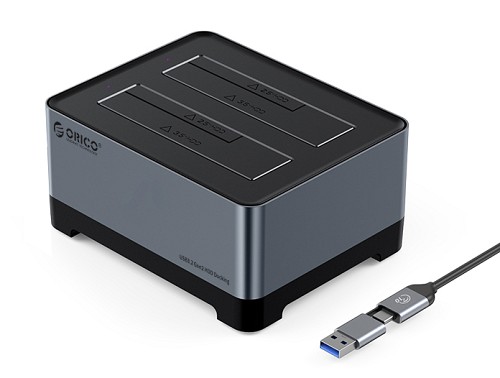 ORICO docking station 5828C3-C, clone function, 2x HDD/SSD, 10Gb/s, RGB 5828C3-C-EU-GY-BP