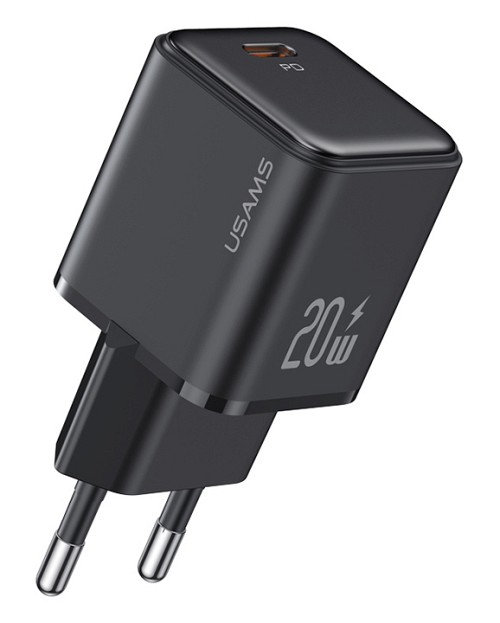 USAMS φορτιστής τοίχου US-CC183, USB-C θύρα εξόδου, 20W PD, μαύρος CC183TC01