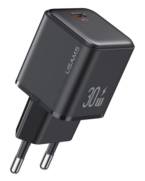 USAMS φορτιστής τοίχου US-CC186, USB-C θύρα εξόδου, 30W PD, μαύρος CC186TC01