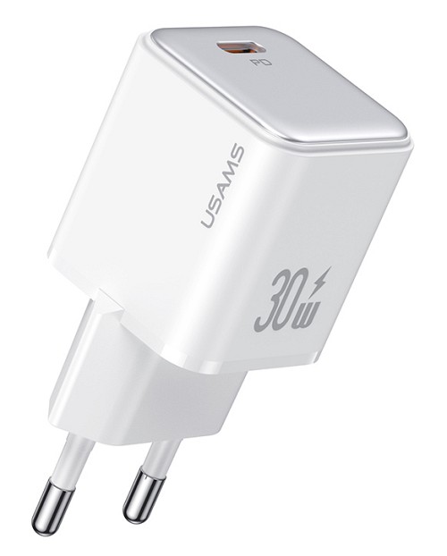 USAMS φορτιστής τοίχου US-CC186, USB-C θύρα εξόδου, 30W PD, λευκός CC186TC02