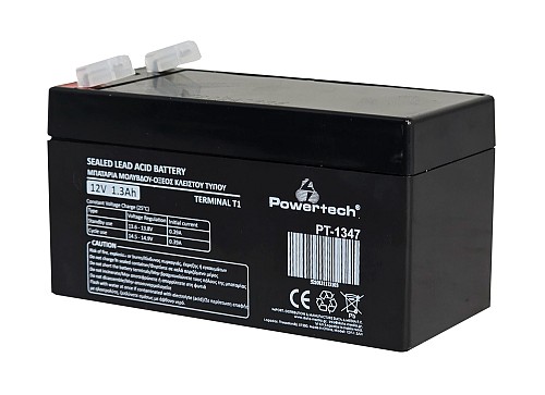 POWERTECH μπαταρία μολύβδου PT-1347, 12V 1.3Ah, T1 PT-1347