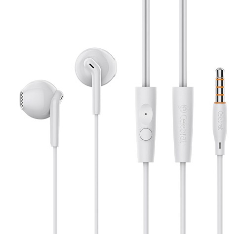 CELEBRAT earphones με μικρόφωνο G34, 3.5mm σύνδεση, 14mm, 1.2m, λευκά G34-WH