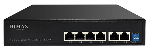 HIMAX PoE switch PS1402E-L, 4x Ethernet PoE & 2x Ethernet θύρες, έως 100Mbps PS1402E-L