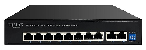 HIMAX PoE switch PS1802E-L, 8x Ethernet PoE & 2x Ethernet θύρες, έως 100Mbps PS1802E-L