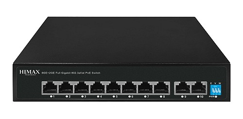 HIMAX PoE switch PS1802G, 8x Ethernet PoE & 2x Ethernet θύρες, έως 1000Mbps PS1802G