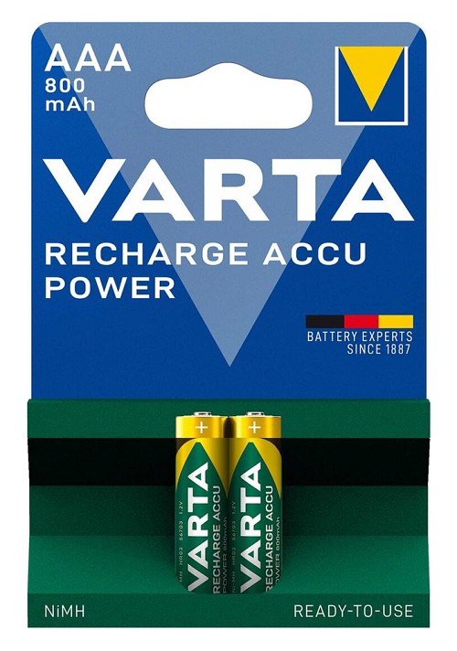 VARTA επαναφορτιζόμενες μπαταρίες λιθίου, AAA, 800mAh, 1.2V, 2τμχ 4008496550579