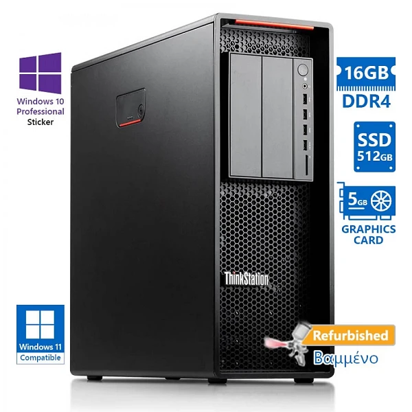 Lenovo ThinkStation P520 Tower Xeon W-2125(4-Cores)/16GB DDR4/512GB SSD/Nvidia 5GB/No ODD/10P