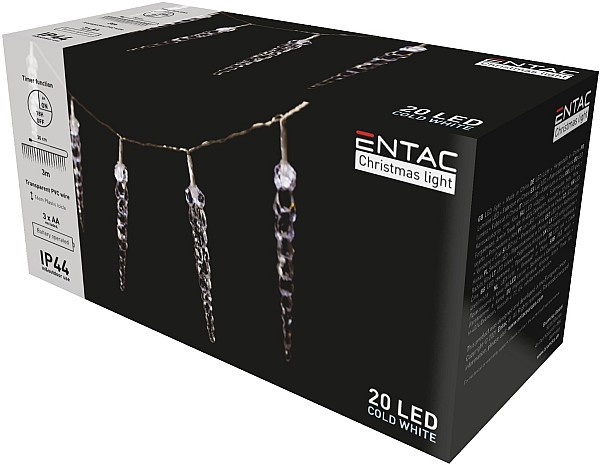 Entac Χριστουγεννιάτικη Βροχή IP44 20 LED Πλαστικά 16εκ Ψυχρό 3μ