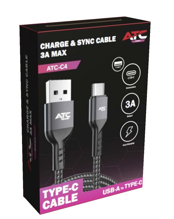 ATC-C4 Charge & Sync Cable USB A/C 3A max