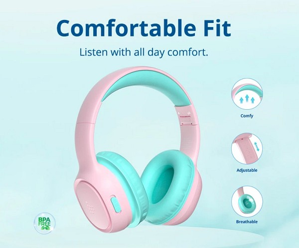 TRONSMART headphones για παιδιά KH02, ασύρματα & ενσύρματα, ροζ 1078350