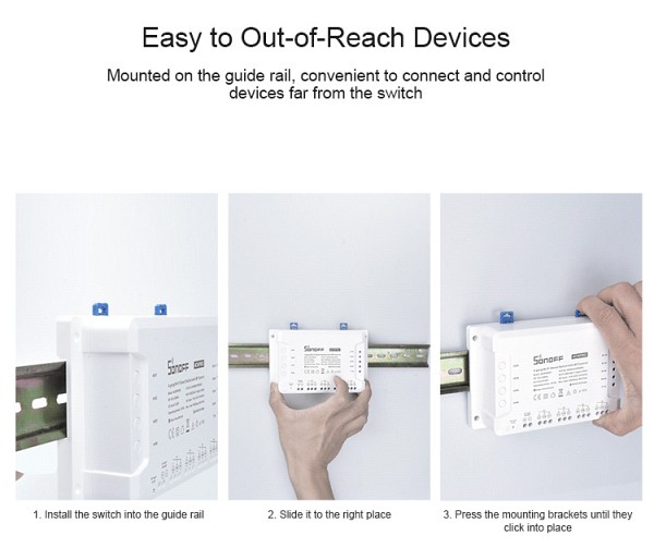SONOFF Smart Διακόπτης 4CH PRO R3, 4 θέσεων, 40A, RF control, λευκός 4CHPROR3