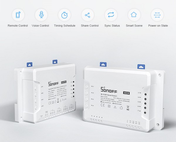 SONOFF Smart Διακόπτης 4CH PRO R3, 4 θέσεων, 40A, RF control, λευκός 4CHPROR3