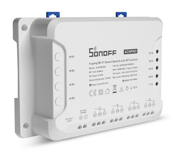 SONOFF Smart Διακόπτης 4CH PRO R3, 4 θέσεων, 40A, RF control, λευκός 4CHPROR3