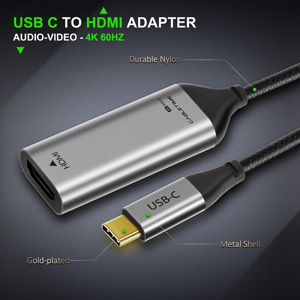 CABLETIME αντάπτορας USB-C σε HDMI CT-CMHDFN1, 4K/60Hz, 0.15m, μαύρος 5210131038291