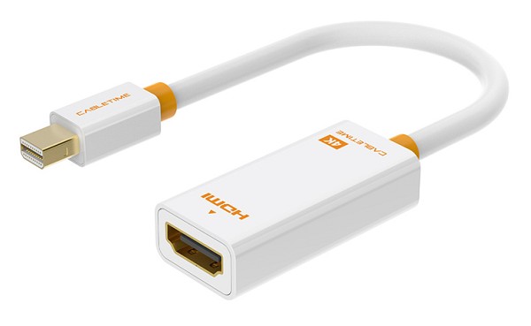 CABLETIME αντάπτορας mini DisplayPort σε HDMI CT-02G4K, 4K/30Hz, λευκός 5210131038956